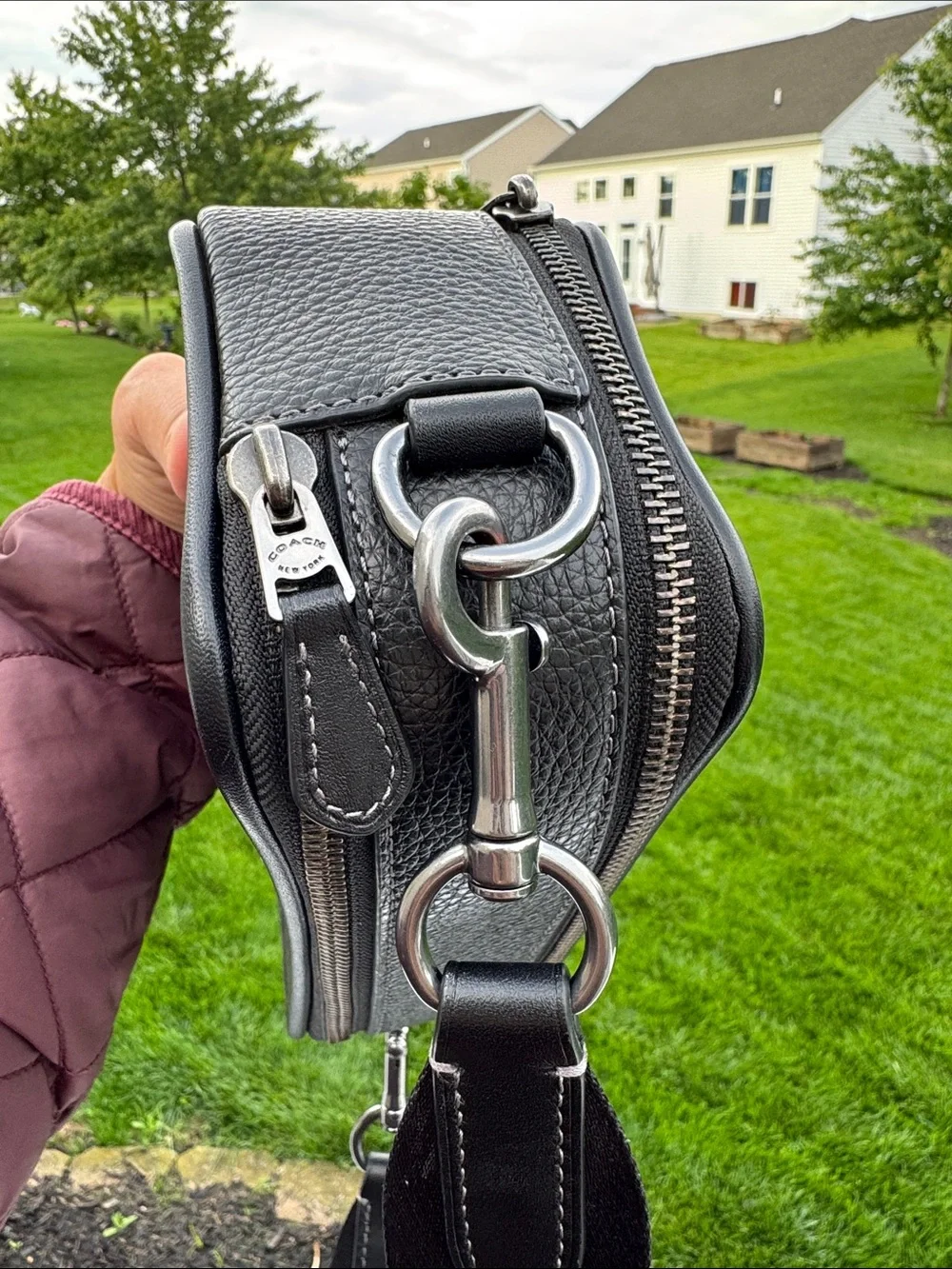 🖤 Wyatt Crossbody Bag Coach Black Pebbled Leather Bag for 😎MenCM113 EUC! - Picture 10 of 17